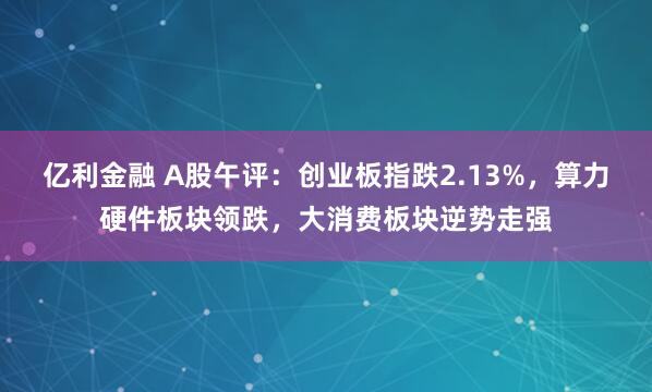 亿利金融 A股午评：创业板指跌2.13%，算力硬件板块领跌，大消费板块逆势走强