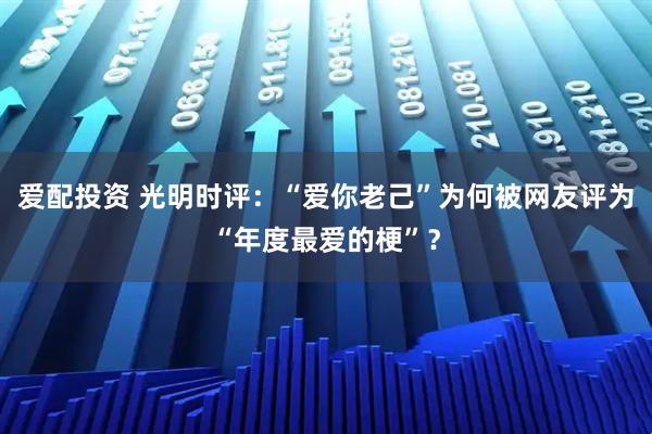 爱配投资 光明时评：“爱你老己”为何被网友评为“年度最爱的梗”？